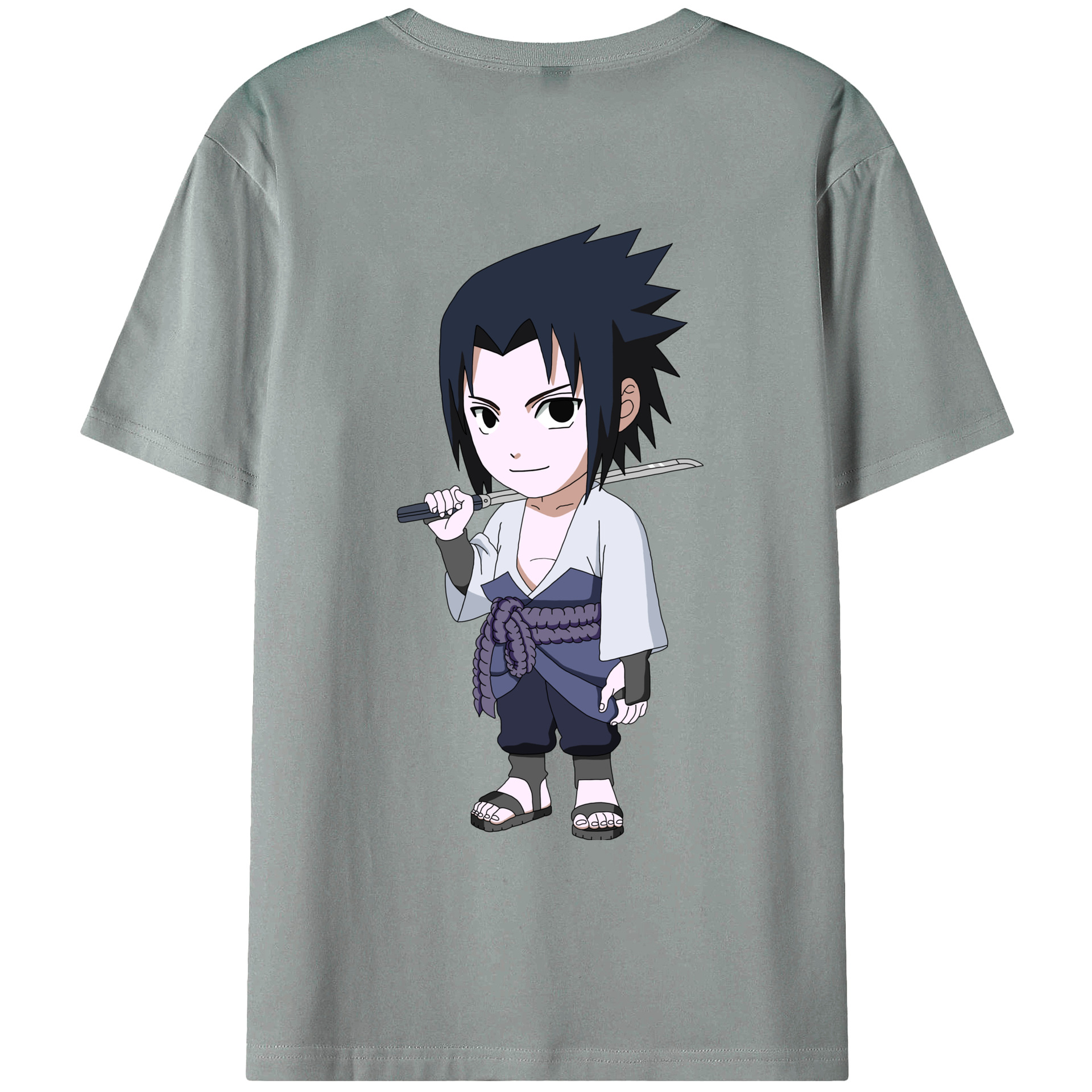 （画像用） NARUTO -ナルト- うちは サスケ Uchiha Sasuke 綿100％ メンズ半袖Tシャツ（バックプリント） 通気性